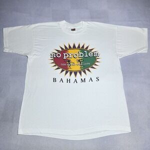 Vintage 1990s No Problem One World One‎ Love Bahamas White T-Shirt Size XL